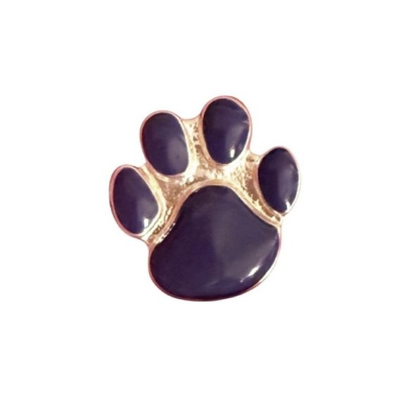 Silver and Purple Paw Print Lapel Pin With Clutch Back 1 inch - Picture 2 of 8